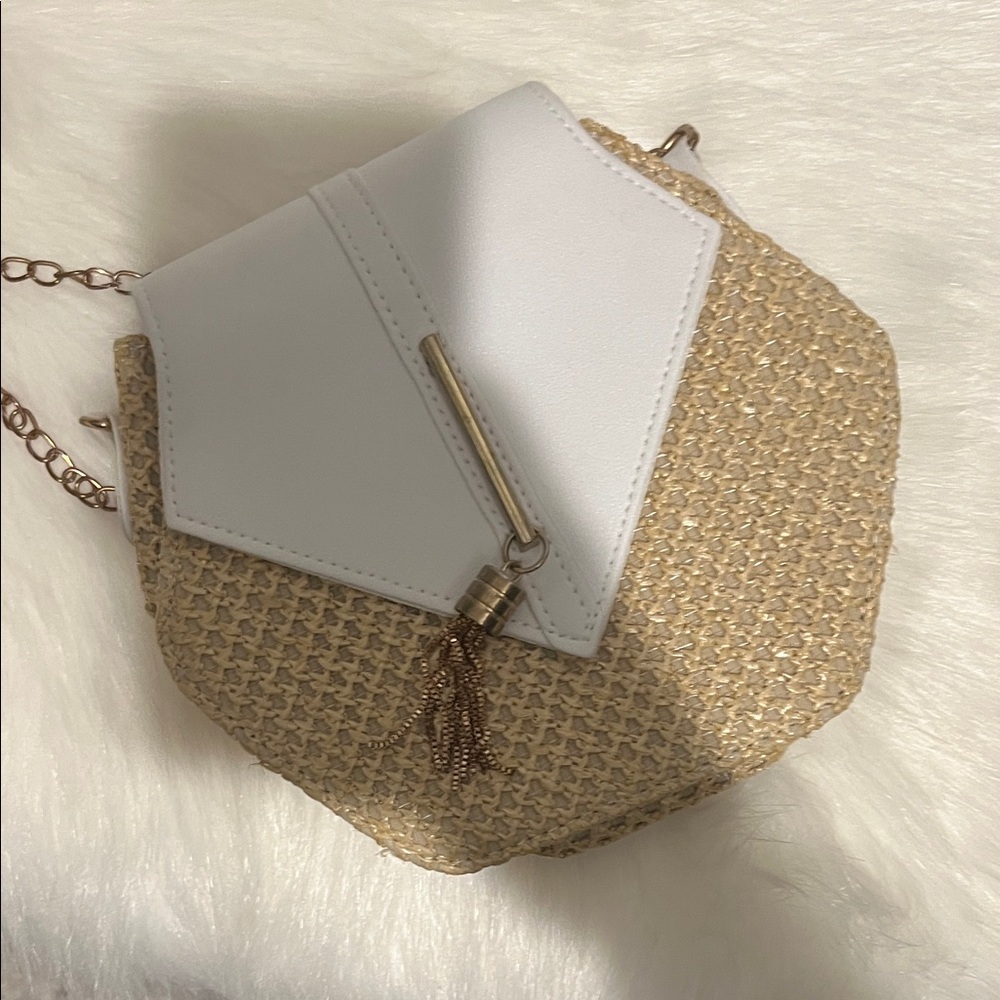 Elegant White and Tan Women's Bag